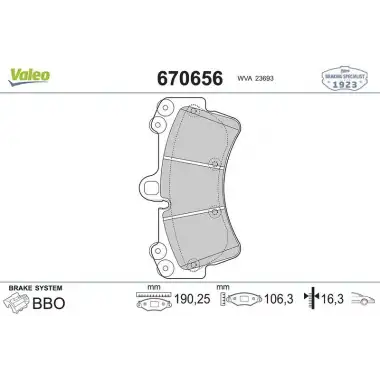 VALEO Fren Balatası Ön (670656) - VW Grubu (VW/Audi/Seat/Skoda)
