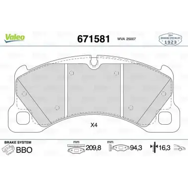 VALEO Fren Balatası Ön (671581) - VW Grubu (VW/Audi/Seat/Skoda)