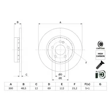 BOSCH Fren Diski Arka (0986479H49) - Mercedes-Benz