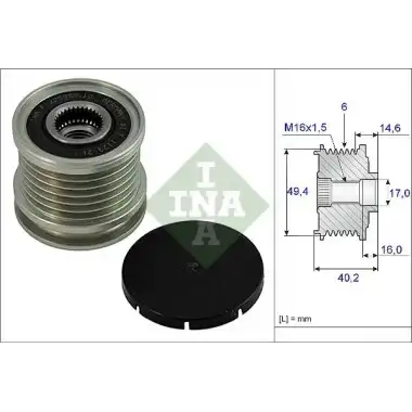 INA Alternatör Kasnağı (55471) - VW Grubu (VW/Audi/Seat/Skoda) 535 0001 10