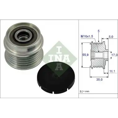 INA Alternatör Kasnağı (Rulmanlı) (535 0005 10) - VW Grubu (VW/Audi/Seat/Skoda)