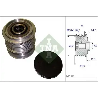 INA Alternatör Kasnağı ((51 Mm /17 Mm / 63 Mm ) 6 Kaburga/31285489) - Volvo 535 0200 10