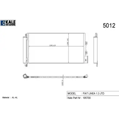 KALE Klima Radyatörü (Condenser 1 Sıra ALB SI) - Fiat / Alfa / Lancia 010ABC060