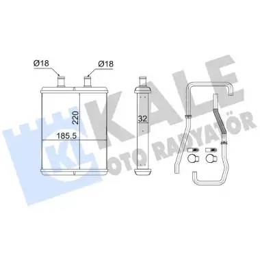 KALE Kalorifer Radyatörü (Brazing ( Borulu )) (355250) - Fiat / Alfa / Lancia