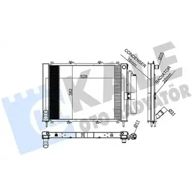 KALE Radyatör Komple (Modül Rad+con) (Kondenser/brazing (Al/al)/509x382x38) - Renault / Dacia 382400