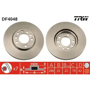 TRW Fren Diski Ön (5 Bijon Takım) - Opel DF4048