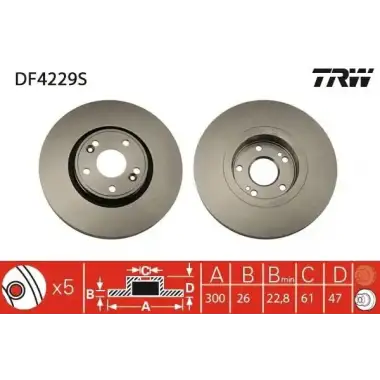 TRW Fren Diski Ön (300mm(5 Bijon)) - Renault / Dacia DF4229S