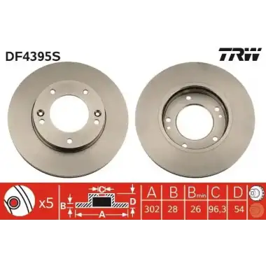 TRW Fren Diski Ön (Adet : 302 X 5 Havalı) - Kore Araçları (Hyundai/Kia) DF6081S