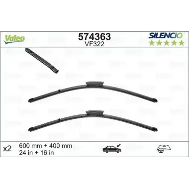VALEO Silecek Süpürgesi Ön Takım (574363) - Peugeot / Citroën / DS