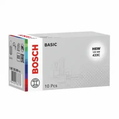 BOSCH Ampul (ECO H6W 12V 6W Bax9s Halogen Tirnakli Ampul Tek Duy Yakin Düz Tırnak) 1987302809