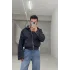 Antrasit fermuarlı denim kot ceket