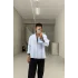 Bebe mavisi yüksek kalitel yıkamalı gizli pat modal gömlek