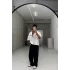 Beyaz Boxy Fit Gömlek yazı baskılı