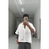 Beyaz yüksek kalite kısa kol Boxy fit gömlek