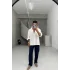 Beyaz yüksek kalite Linen kumaş gömlek