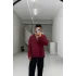 Bordo kendinden desenli keten gömlek