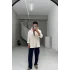 Ekru yüksek kalite Linen kumaş gömlek