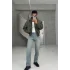 Haki owersize deri ceket
