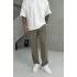 Haki yüksek kalite regular kalıp pantolon