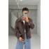 Kahverengi mevsimlik örme fermuarlı ceket
