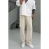 Krem  beli kemerli keten pantolon