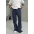 Lacivert 2 iplik yıkamalı paça fermuarlı baggy pantolon