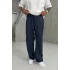 Lacivert keten baggy pantolon