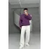 Mor 3 iplik şardonlu sweat