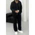 Yarım owersize siyah kadife takım