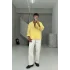 Sarı owersize keten gömlek