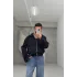 Siyah fermuarlı denim kot ceket