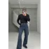 Siyah full likralı fitilli regular kalıp sweatshirt
