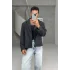 Siyah yüksek kalite crop ceket