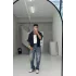 Siyah  Yüksek Kalite kısa kol Keten Nakışlı Gömlek