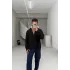 Siyah yüksek kalite Linen kumaş gömlek