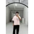 Toz pembe pamuk crop tişört