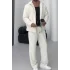 Yarım owersize beyaz kadife takım
