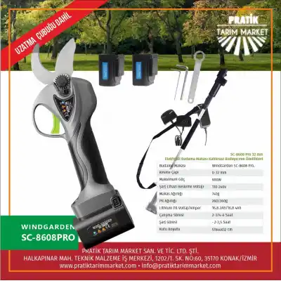 WindGarden SC 8608 Akülü Budama Makası 32mm + Uzatma Kolu