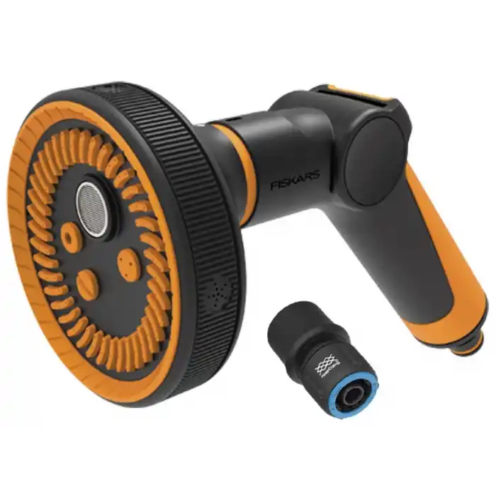 FİSKARS ÇOKLU SULAMA TABANCASI VE 13mm STOPLU HORTUM BAĞLANTISI