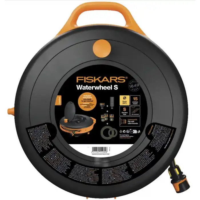 FİSKARS HORTUM MAKARA SETİ S 3/8(9MM) 15M, SİYAH (1071660)