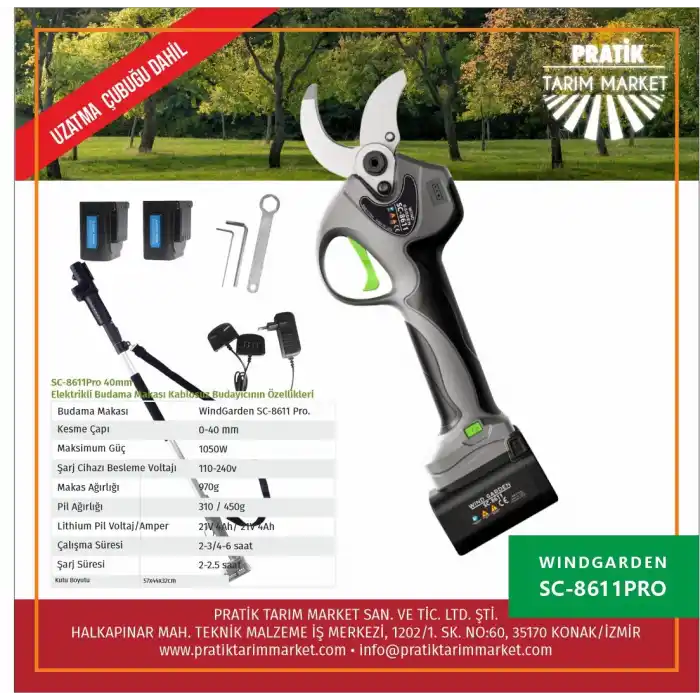 WindGarden SC 8611 Akülü Budama Makası 40mm + Uzatma Kolu