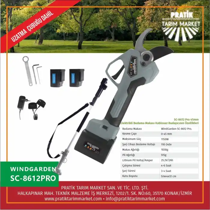 WindGarden SC 8612 Akülü Budama Makası 45mm + Uzatma Kolu