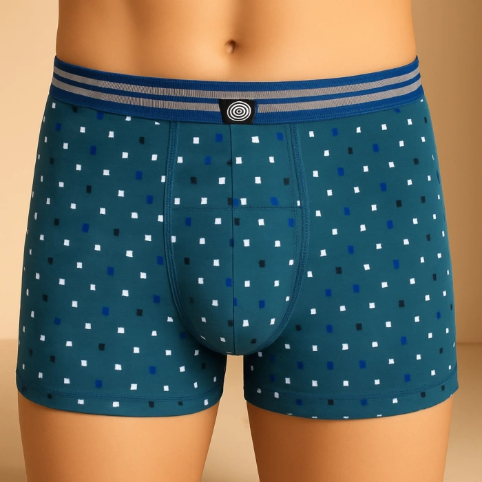 Erkek 3lü Boxer Seti – L Beden (Benekli Desenli / Bordo / Açık Mavi)