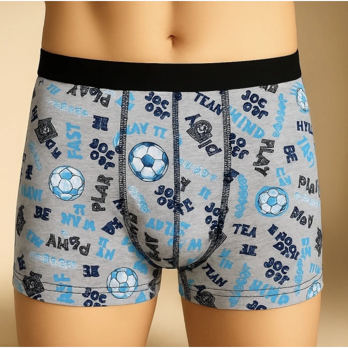 Erkek 3lü Boxer Seti – M Beden (Futbol Temalı / Siyah / Bordo)