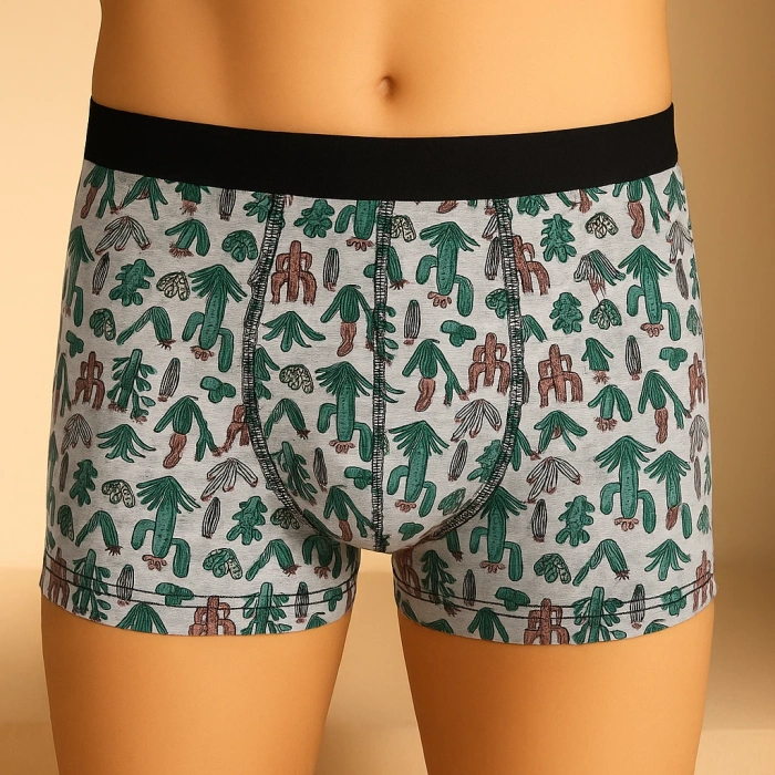 Erkek 3lü Boxer Seti – M Beden (Kaktüs Temalı / Siyah / Lacivert)