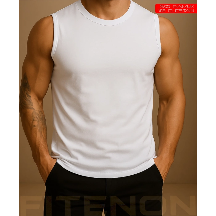 Fitenon Erkek 2’li Atlet Seti – (Beyaz)