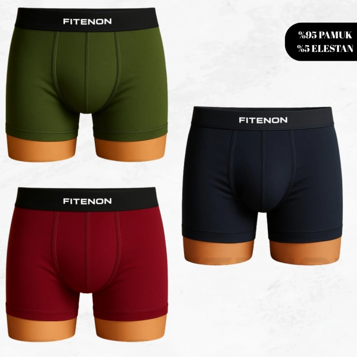 Fitenon Erkek 6’lı Boxer Seti – (Lacivert / Bordo / Yeşil)