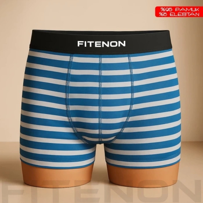 Fitenon Erkek 6’lı Boxer Seti – (Mavi / Çizgili Mavi / Koyu Çizgili Mavi)