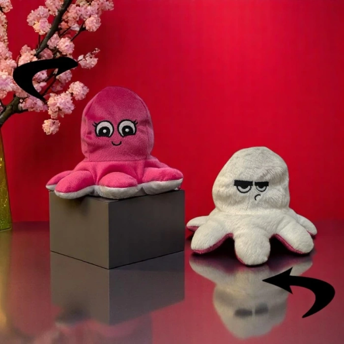 Pembe Beyaz Mood Ahtapot Peluş