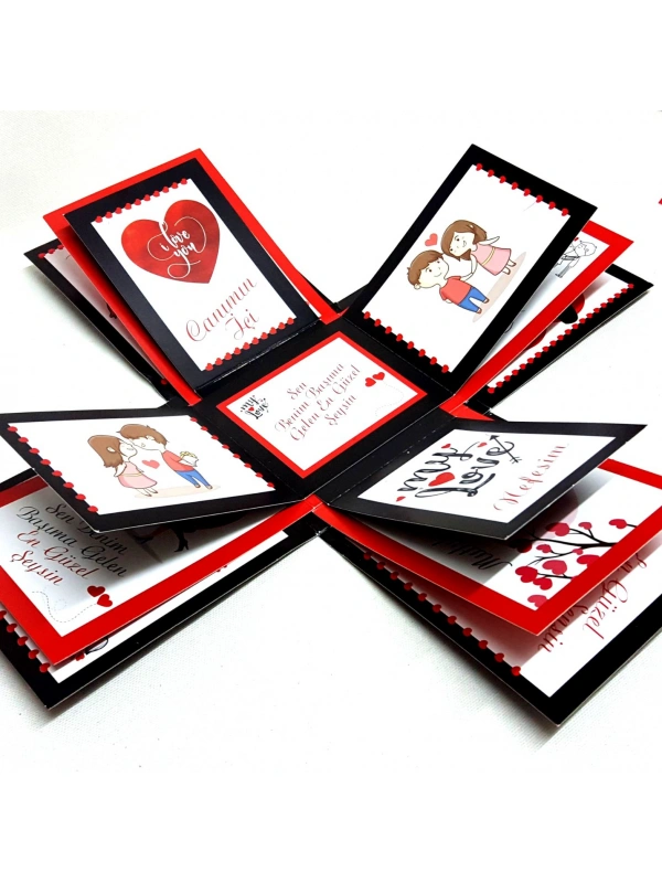 12 Farklı Romantik Söz ve Görsel İçeren Patlayan Kutu